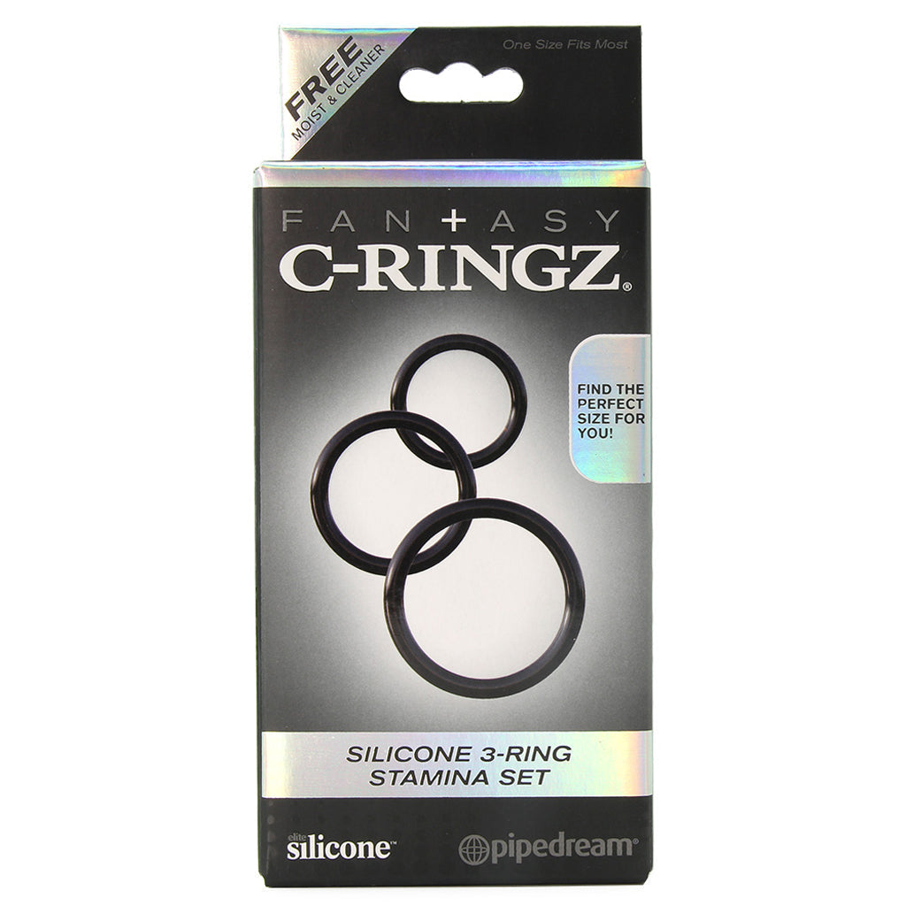 Silicone 3 Ring Stamina Cock Ring Set in Black — Heaven Boutique Calgary 6