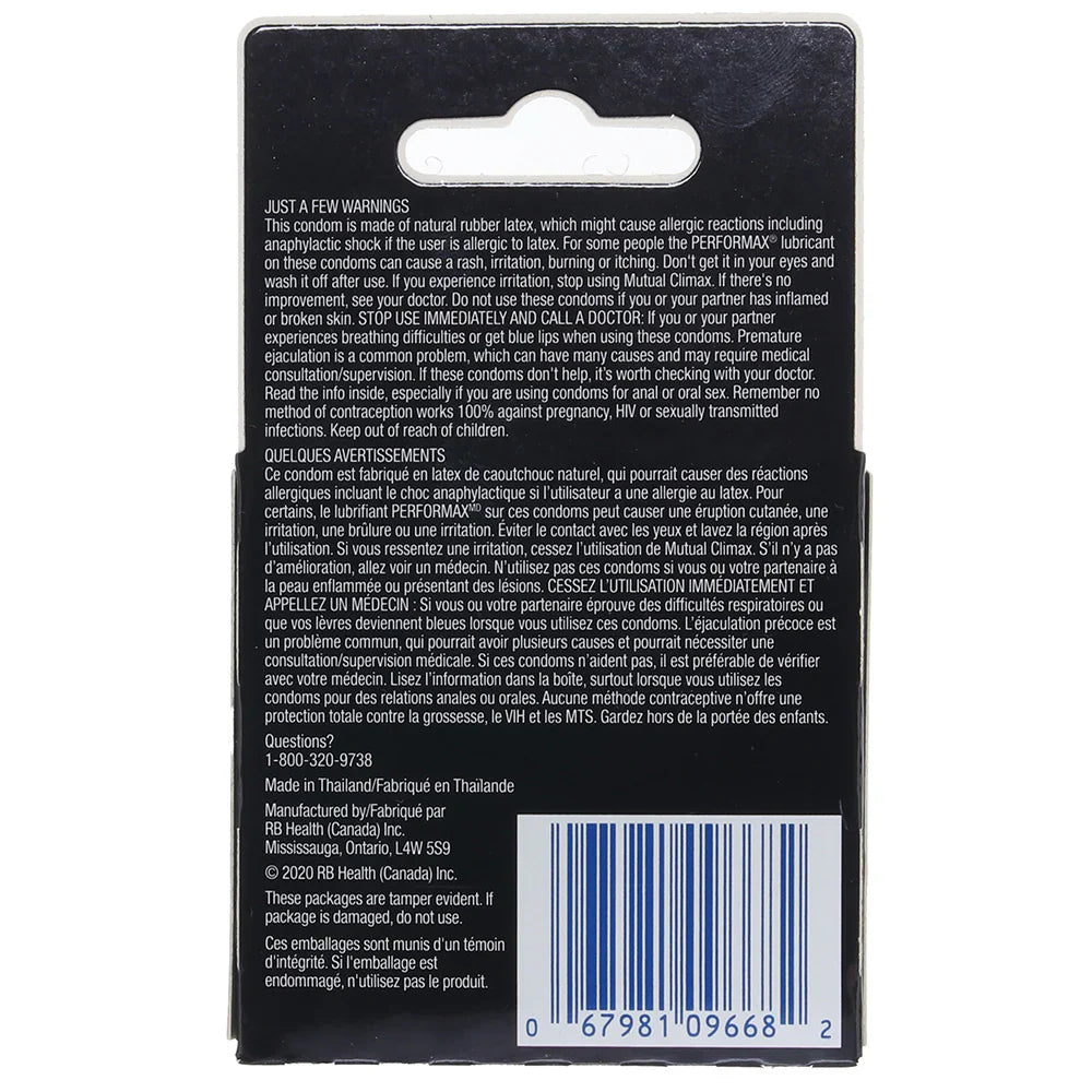 Performax Condoms in 3 Pack – Calgary adult store – close-up view