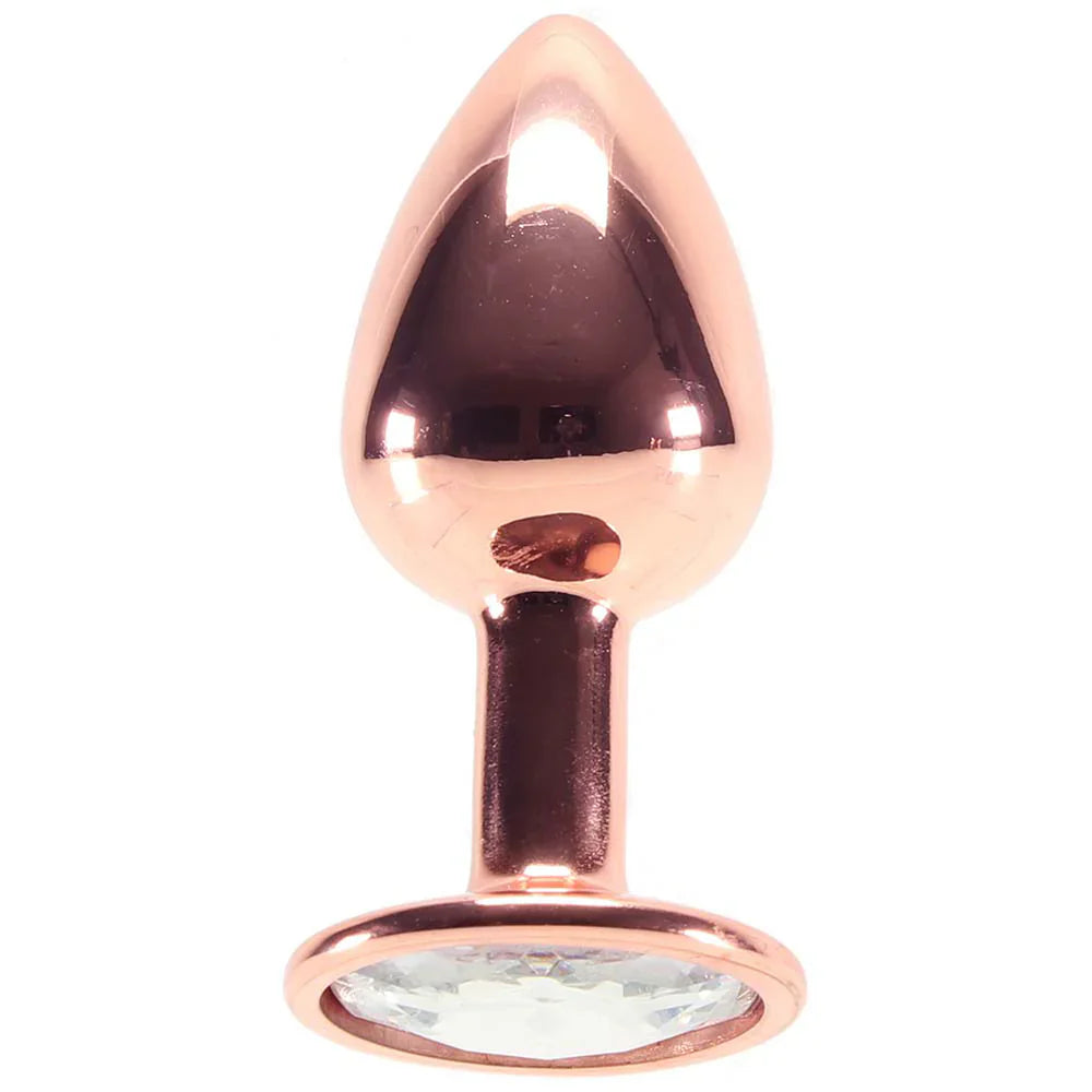 Small Aluminum Plug with Clear Gem in Rose Gold – Calgary adult boutique – features