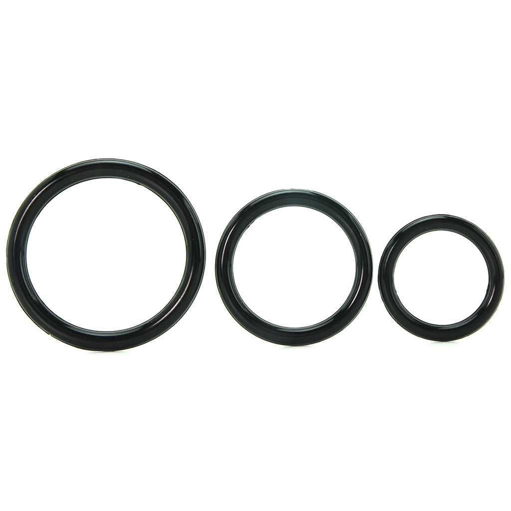 Silicone 3 Ring Stamina Cock Ring Set in Black — Heaven Boutique Calgary 1