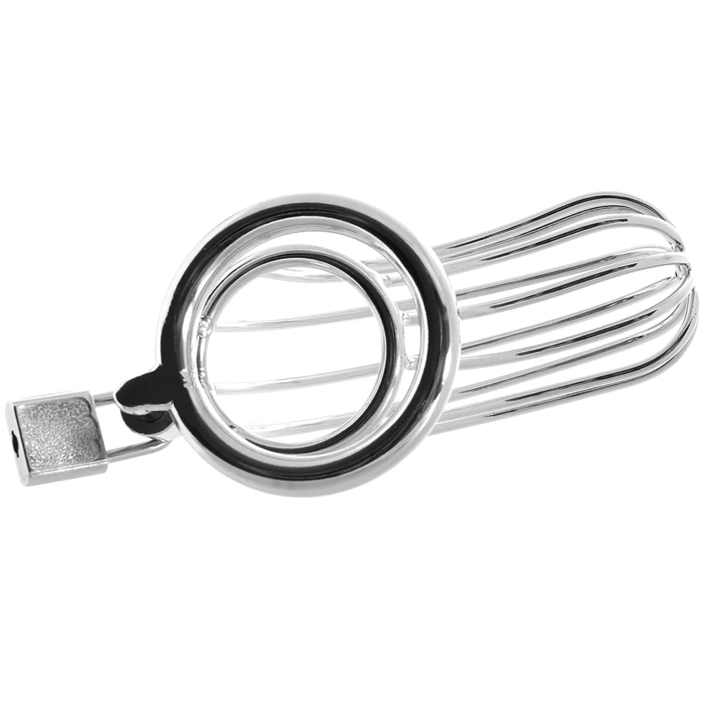 Blue Line Prisoner Cock Cage – Stainless Steel Lockdown 🔒