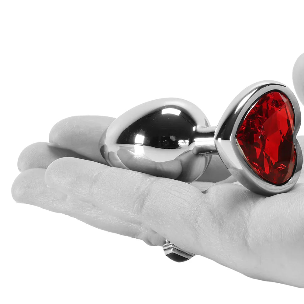 Booty Sparks Red Heart Gem Anal Plug in Small – Heaven Boutique Calgary – side view