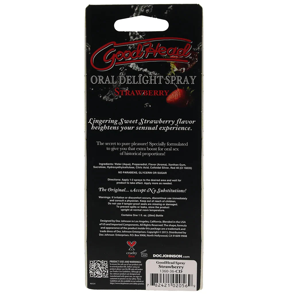 GoodHead Oral Delight Spray 1oz in Strawberry – Calgary adult store – close-up view