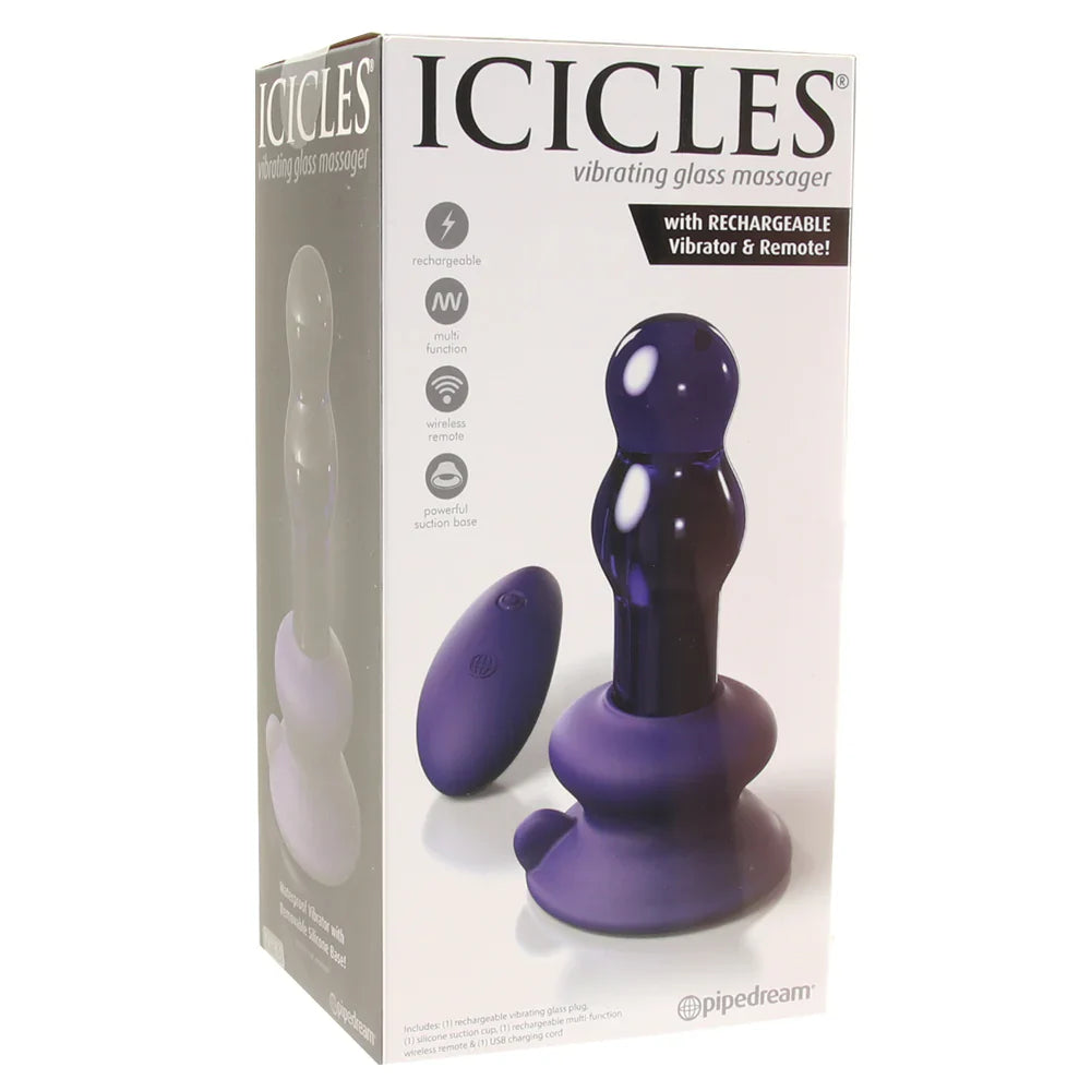 Icicles No.83 Vibrating Glass Plug in Purple — buy in Calgary | Heaven Boutique