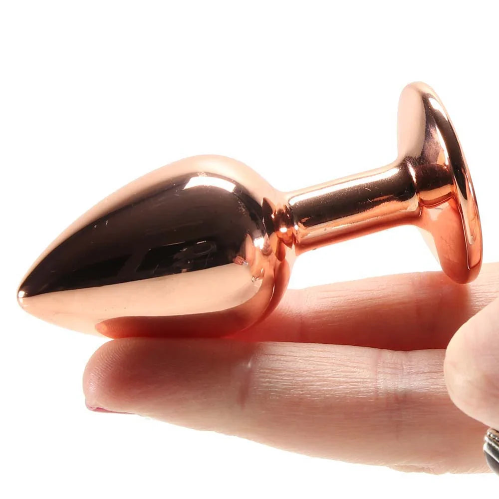 Small Aluminum Plug with Pink Gem in Rose Gold – Heaven Boutique Calgary – side view