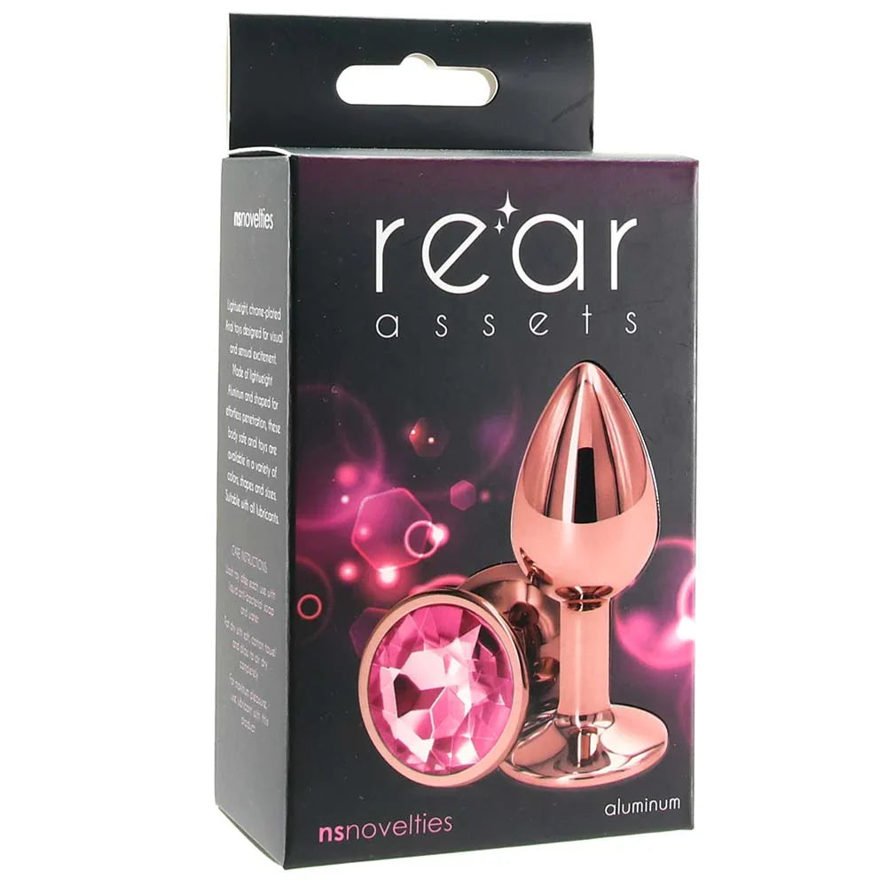 Small Aluminum Plug with Pink Gem in Rose Gold – Calgary adult store – close-up view