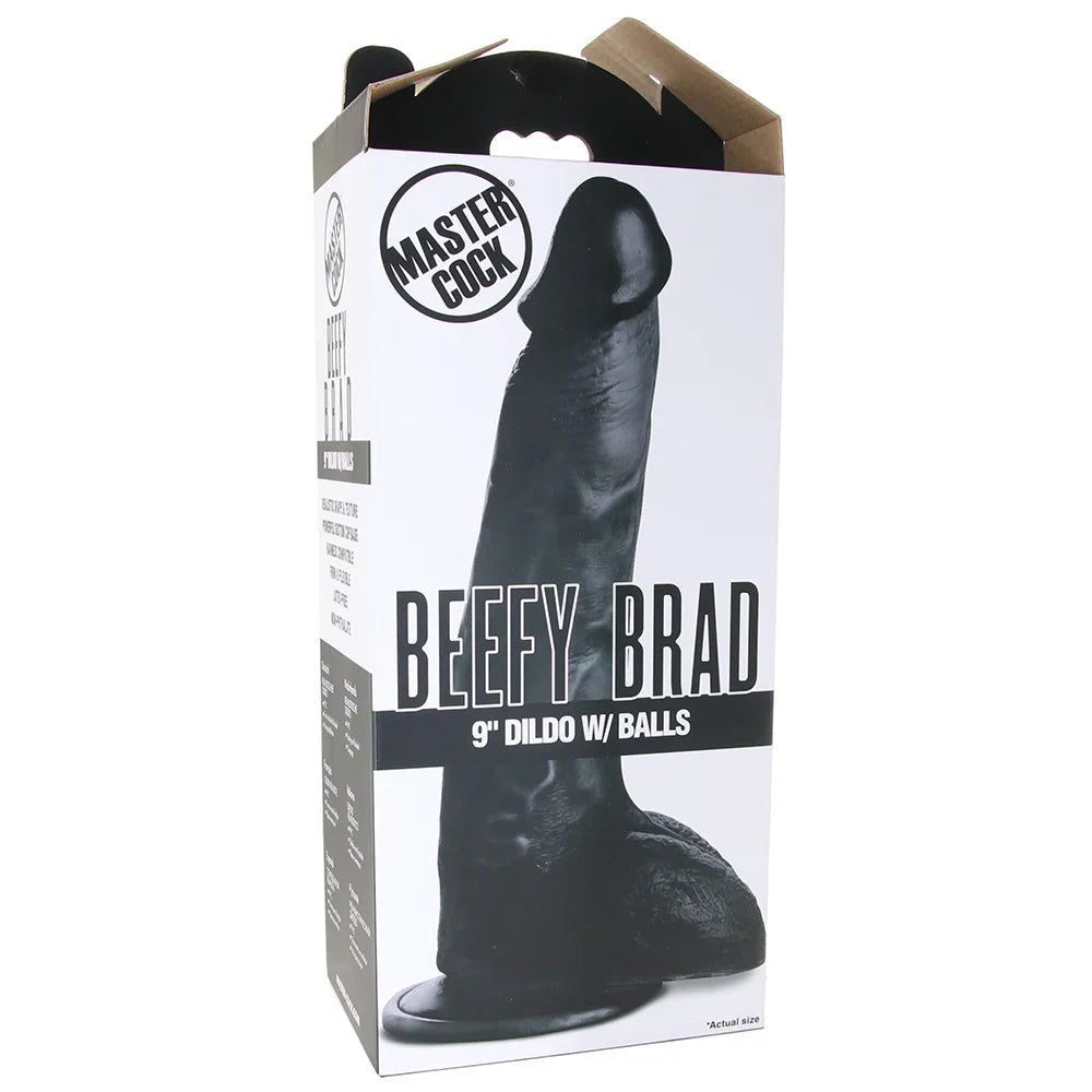 Master Cock Beefy Brad 9 Inch Ballsy Dildo in Black — buy in Calgary | Heaven Boutique