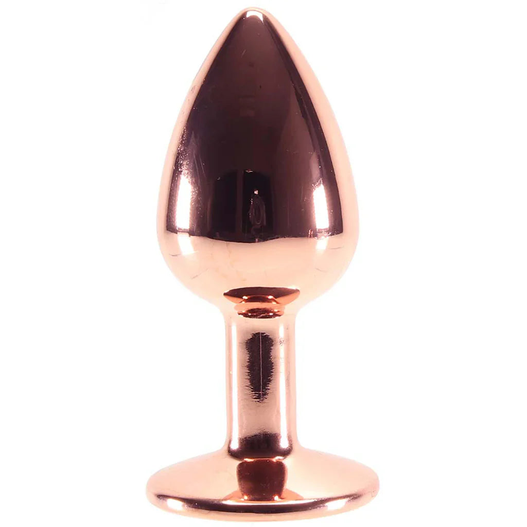 Small Aluminum Plug with Clear Gem in Rose Gold – Heaven Boutique Calgary – side view
