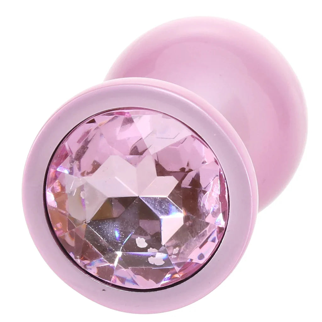 Rear Assets Pink Metal Butt Plug in Medium - Medium – Winnipeg adult store – close-up view