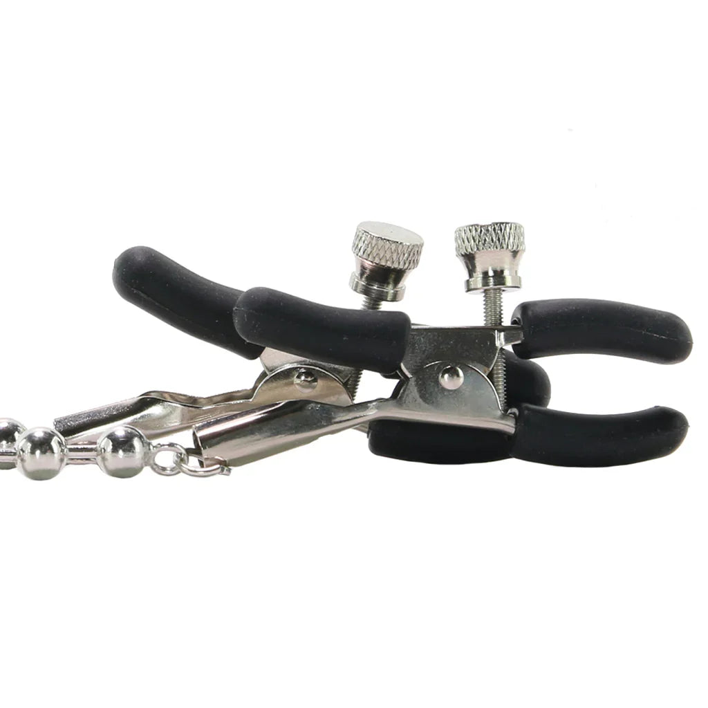 Beaded Nipple Clamps in Silver – Winnipeg adult store – close-up view