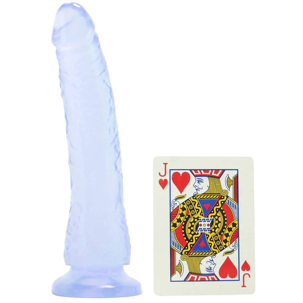 Basix Slim 7 Inch Dildo in Clear – Heaven Boutique Calgary – side view