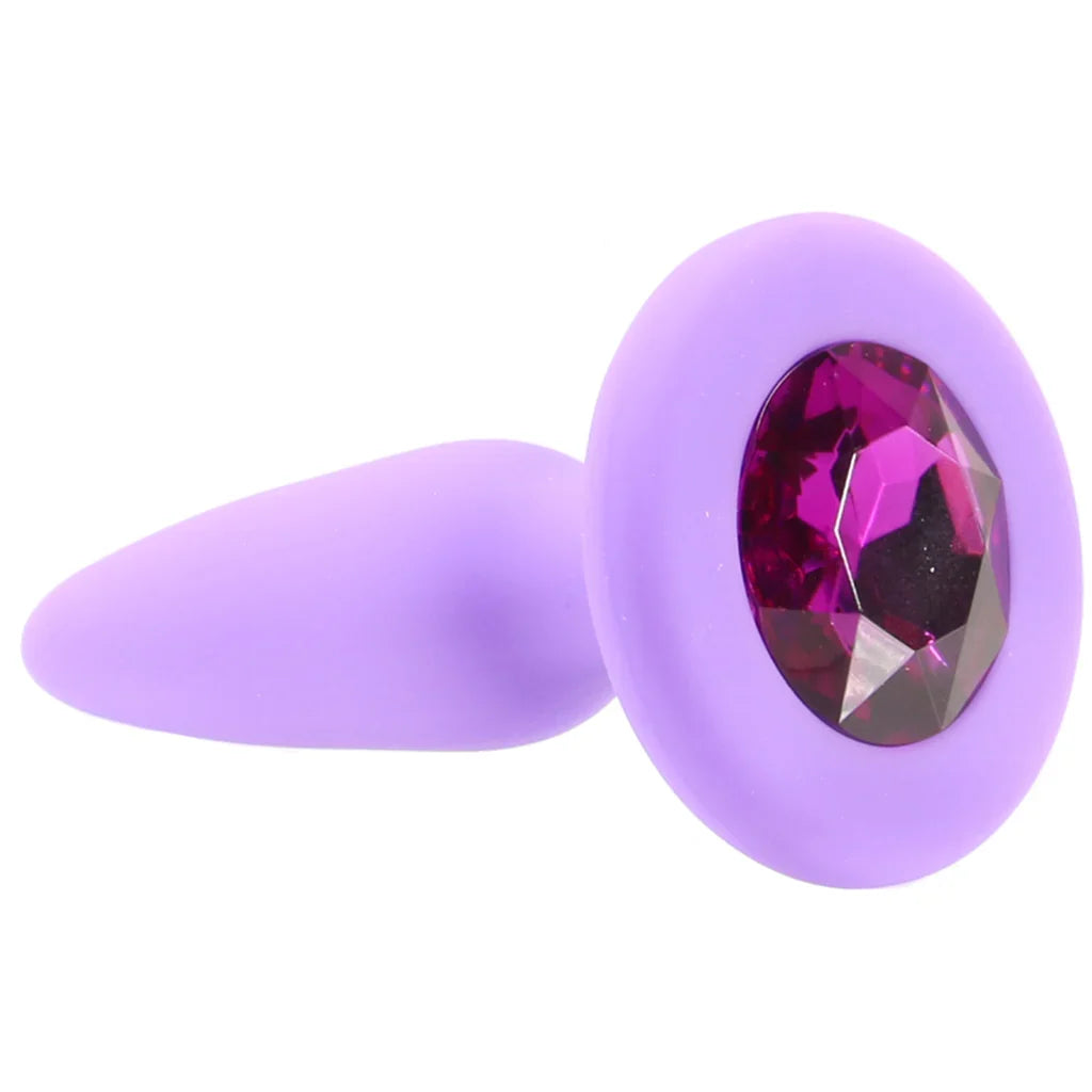 Glams Mini Purple Gem Silicone Butt Plug – Calgary adult store – close-up view