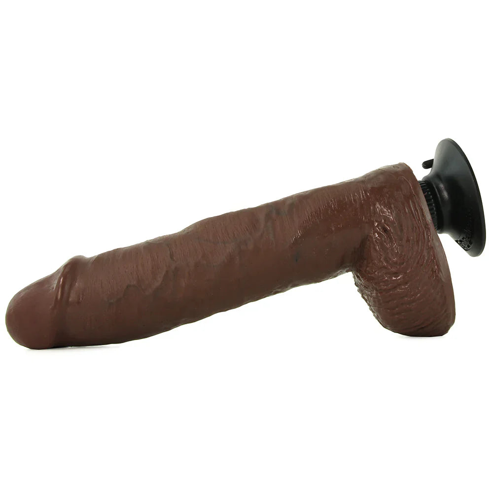 King Cock 10 Inch Vibrating Dildo with Balls in Brown – Calgary adult boutique – features