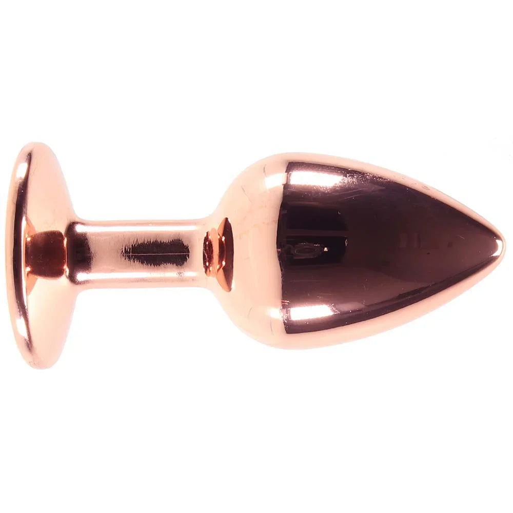 Small Aluminum Plug with Pink Gem in Rose Gold – Calgary adult boutique – features