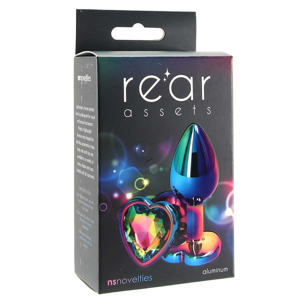 Small Aluminum Plug with Rainbow Heart Gem in Multicolor — Heaven Boutique Calgary 6