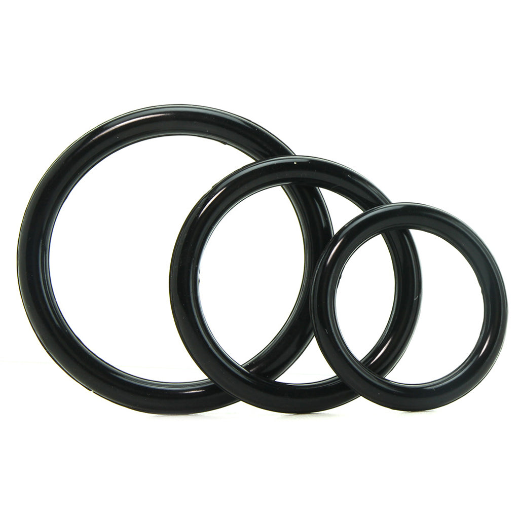 Silicone 3 Ring Stamina Cock Ring Set in Black — Heaven Boutique Calgary 3